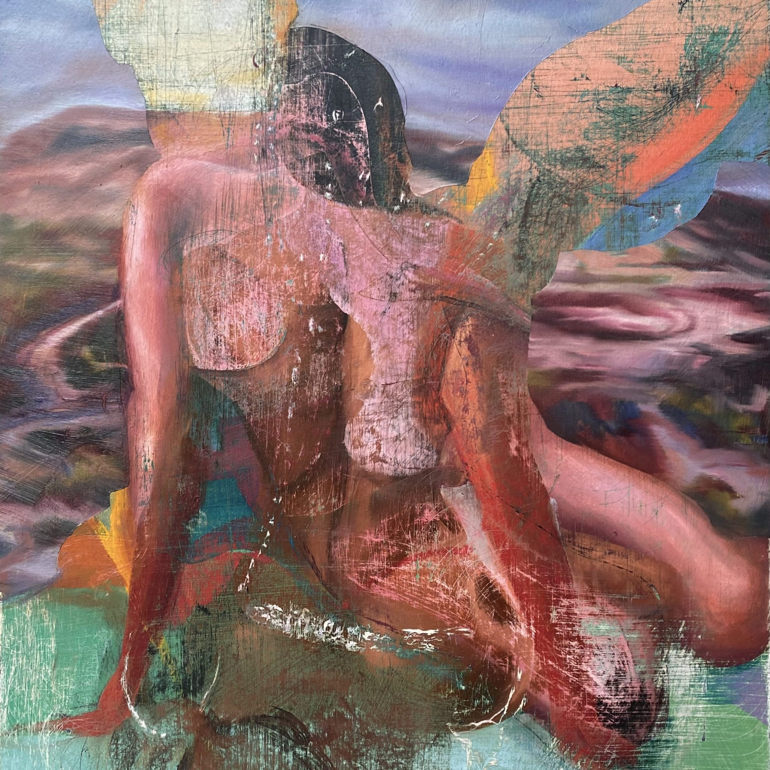'angel narcissus' (working title), oil on cradled board, 300x250mm